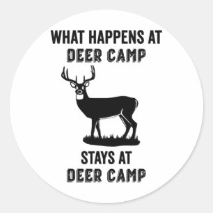 Wat er gebeurt op het herten kamp blijft op het he ronde sticker