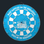 Wat er gebeurt op het kunstbord van de huisboot me dartbord<br><div class="desc">Het perfecte spelartikel voor je huisboot... Wat er gebeurt op de woonboot blijft op het vuilnisbordbord. De tekst is klantgericht. Klik op de knop personaliseren om eenvoudig te kunnen overschakelen op een andere zin of een andere familienaam/meer-naam, enz. Dit leuke en officiële dart board maakt een geweldig huishouden voor het...</div>