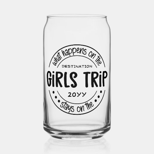 Wat er gebeurt op Meidenreis Aangepast Meidenweeke Blikvorm Glas (Voorkant)