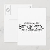 Wat er gebeurt op mijn verjaardagsfeestje blijft b briefkaart (Voorkant / Achterkant)