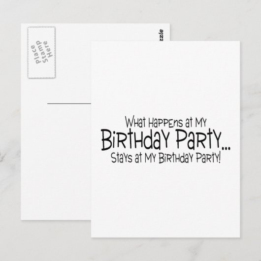 Wat er gebeurt op mijn verjaardagsfeestje blijft b briefkaart (Voorkant / Achterkant)