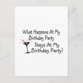 Wat er gebeurt op mijn verjaardagsfeestje blijft b uitnodiging briefkaart (Voorkant)