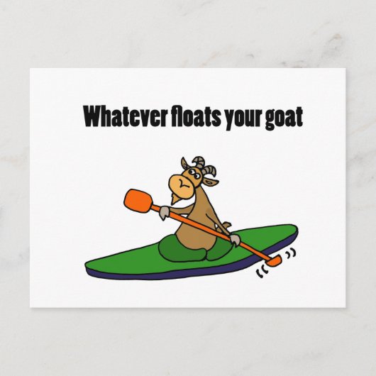 Wat er ook drijft op je geit Kayaking Cartoon Briefkaart (Voorkant)