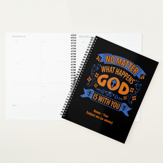 Wat er ook gebeurt, God is met jou in het zwart Planner (Display)