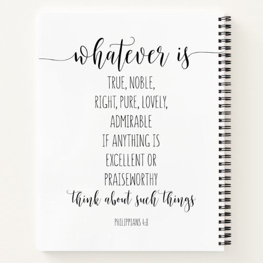Wat er ook is waar, Noble rechts, Filippijnen 4:8 Notitieboek (Achterkant)