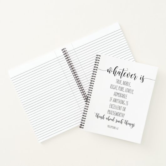 Wat er ook is waar, Noble rechts, Filippijnen 4:8 Notitieboek (Binnen)