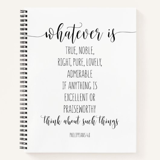 Wat er ook is waar, Noble rechts, Filippijnen 4:8 Notitieboek (Voorkant)