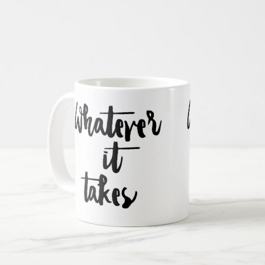 "Wat er ook mee gemoeid is" Mok (Voorkant links)