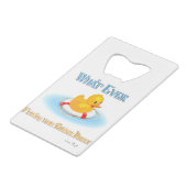 Wat er ook op drijft. creditkaart flessenopener (Voorkant Gekanteld)