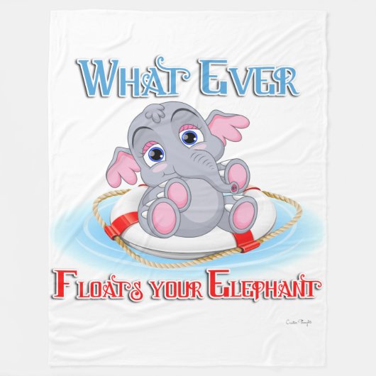 Wat er ook op drijft... je Baby olifant Fleece Deken (Voorkant)