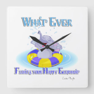 Wat er ook op drijft je gelukkige olifant vierkante klok