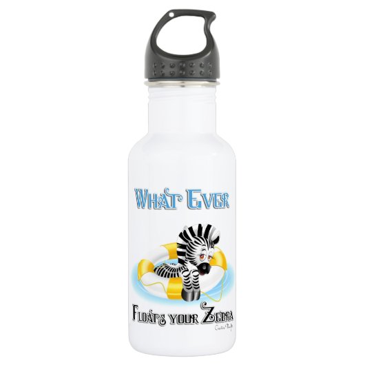 Wat er ook op drijft Uw Zebra 3 Waterfles (Voorkant)