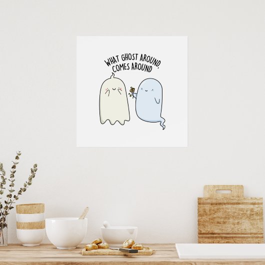 Wat er rond Ghost komt rond Halloween Pun Poster (Keuken)