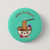 "Wat eten we vanavond?" Mintgroene leuke ramenkom Ronde Button 5,7 Cm (Voorkant)