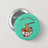 "Wat eten we vanavond?" Mintgroene leuke ramenkom Ronde Button 5,7 Cm (Voorkant /achterkant)