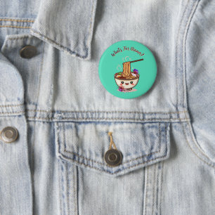 "Wat eten we vanavond?" Mintgroene leuke ramenkom Ronde Button 5,7 Cm