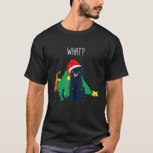 Wat Funny Zwarte Kat Kerstboom Feest Mannen T-shirt