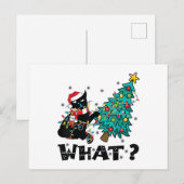 WAT FUNNY ZWARTE KAT KERSTMAN DIE KERSTBOOM Duwt  Feestdagenkaart (Voorkant / Achterkant)
