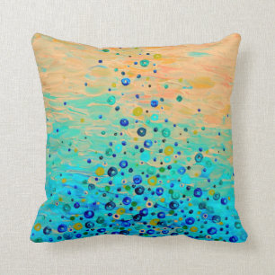 WAT GAAT Peach Turquoise Bubble Ocean Abstract OP Kussen