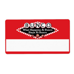 Wat gebeurt er bij Bunco Name Tags Red Etiket