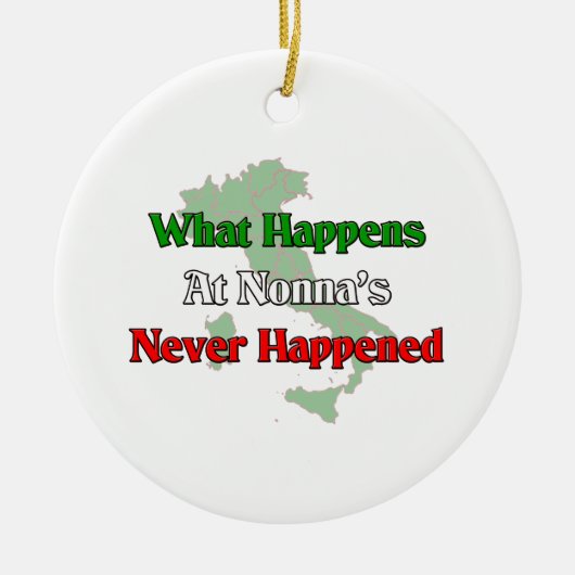 Wat gebeurt er bij Nonna's nooit? Keramisch Ornament (Voorkant)