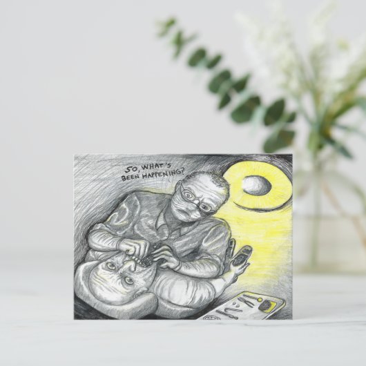 Wat gebeurt er? briefkaart (Staand voorkant)