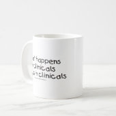 Wat gebeurt er in chemische stoffen in chemische s koffiemok (Voorkant links)