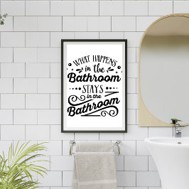 Wat gebeurt er in de badkamer grappig teken toilet poster