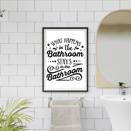 Wat gebeurt er in de badkamer grappig teken toilet poster