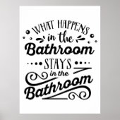 Wat gebeurt er in de badkamer grappig teken toilet poster (Voorkant)