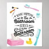 Wat gebeurt er in de badkamer in de badkamer? poster (Voorkant)
