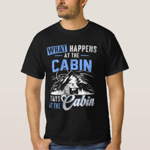 Wat gebeurt er in de cabinestalen op de Cabin Camp T-shirt