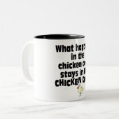 Wat gebeurt er in de Chicken Coop? Tweekleurige Koffiemok (Voorkant links)