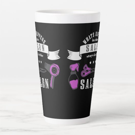 Wat gebeurt er in de salon, blijft in de salon latte mok (Voorkant)