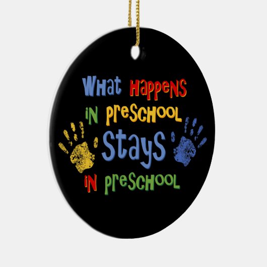 Wat gebeurt er in voorschoolse gepersonaliseerde v keramisch ornament (Rechts)