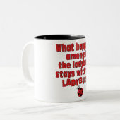 Wat gebeurt er? . . Ladybugs Tweekleurige Koffiemok (Voorkant links)