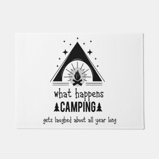Wat gebeurt er met Camping Fun Camper Quote? Deurmat (Voorkant)