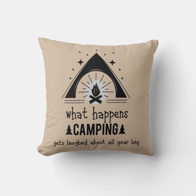 Wat gebeurt er met Camping Fun Camper Quote? Kussen (Voorkant)