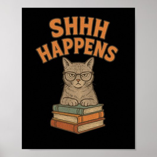 Wat gebeurt er met de grappige bibliotheek van kat poster (Voorkant)