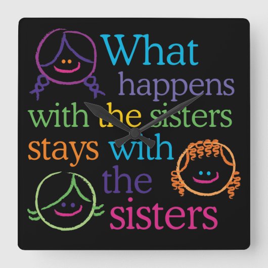 Wat gebeurt er met de Sisters Cute Wall Clock Vierkante Klok (Voorkant)