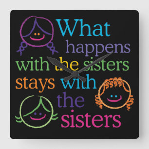 Wat gebeurt er met de Sisters Cute Wall Clock Vierkante Klok