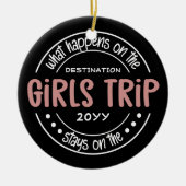 Wat gebeurt er met het Meisjesreisje Aangepaste Me Keramisch Ornament (Voorkant)