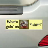 Wat gebeurt er met Pugger? Bumpersticker (Op auto)