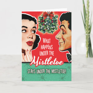 Wat gebeurt er onder de Mistletoe Christmas Kaarte Feestdagen Kaart