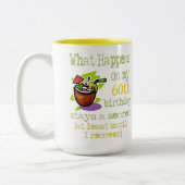 Wat gebeurt er op mijn 60ste verjaardag Grappige v Tweekleurige Koffiemok (Links)