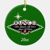 Wat gebeurt er tijdens de Bunco Round Keramisch Ornament (Voorkant)