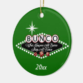 Wat gebeurt er tijdens de Bunco Round Keramisch Ornament (Links)