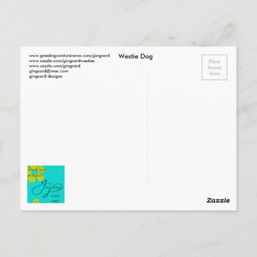 Wat gebeurt er? Westie Dog-bril Briefkaart (Achterkant)