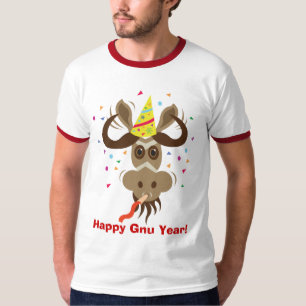 Wat Gnu Stuff_Partier Gnu_Happy Gnu Year! T-shirt