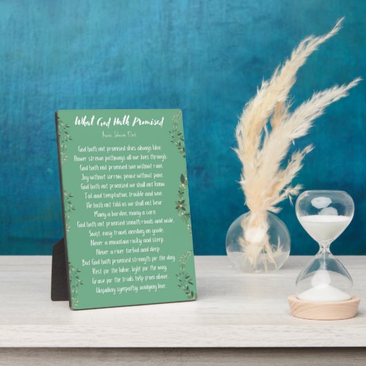 Wat God Hath beloofde (lichtgroen) Easel Plaque Fotoplaat (Zijkant)